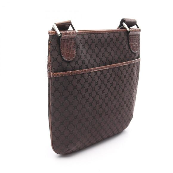 Celine Macadam Shoulder Bag Canvas and Leather Women's Brown
